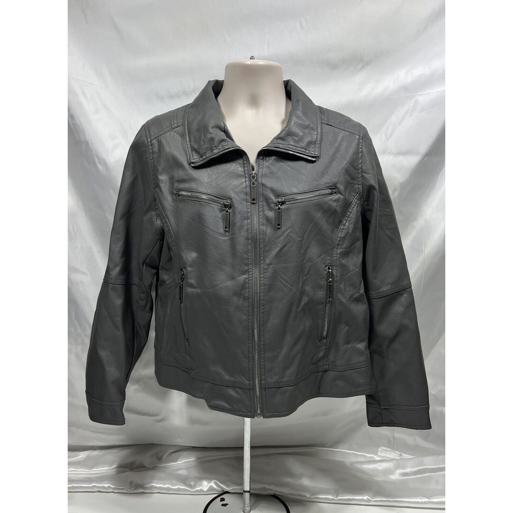 I.B. Diffusion Faux Leather Jacket Gray Women size‎ XL